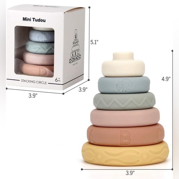 Baby Stack & Nest Toys, Soft Stack, Rings Stacker, Baby Sensory Teether Toys - Picture 4 of 9